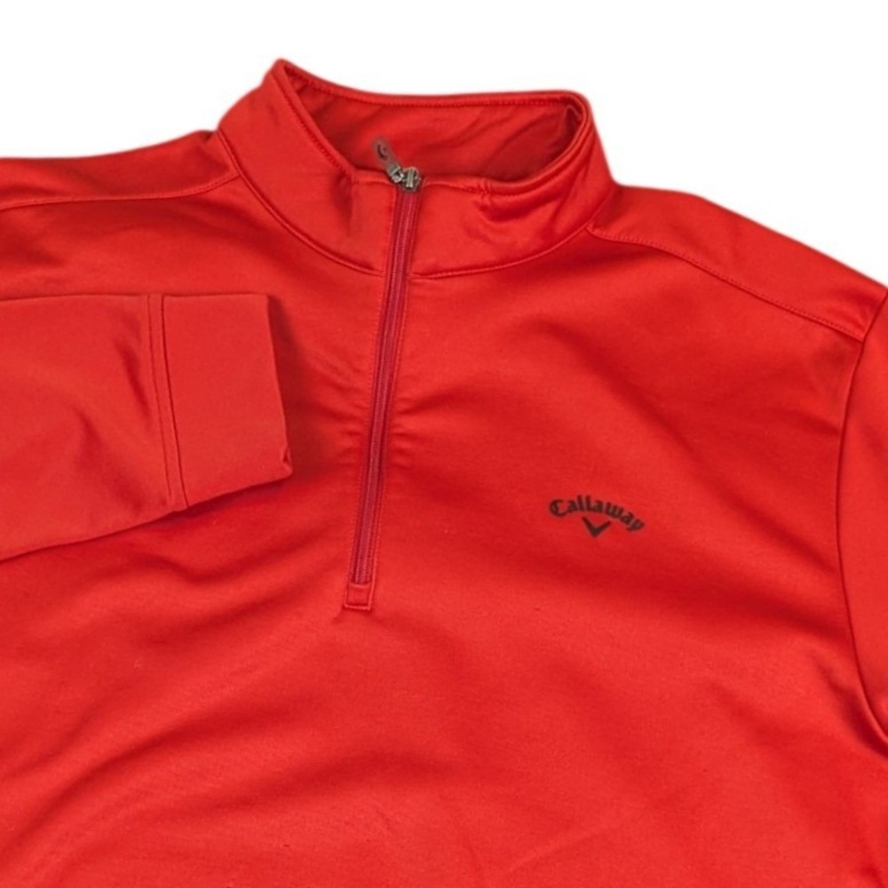 Callaway Mens 1/4 Zip Golf Pullover Red Performance Mock Neck Size L Long Sleeve